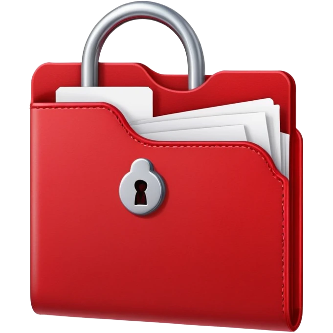Red folder with cherry-shaped lock, secured red document with cherry padlock emoji