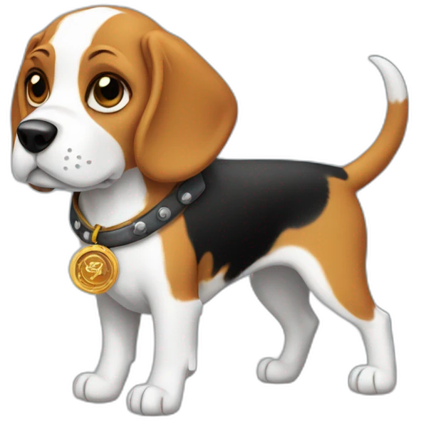 Beagle with pirate medallion emoji
