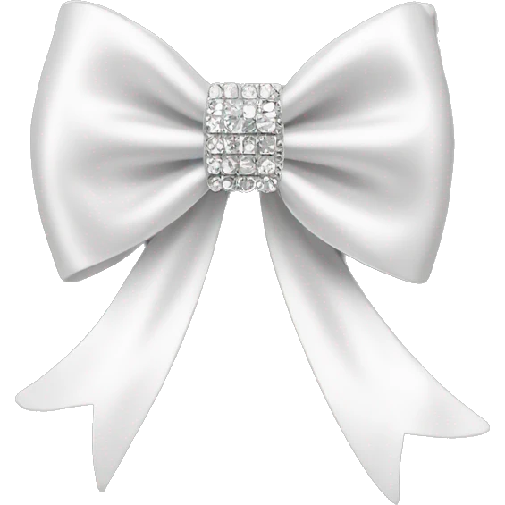 white satin bow with rhinestones in middle emoji