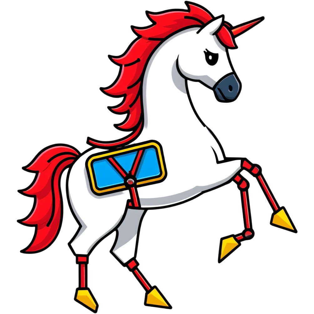 fast electric horse made of electricity, metal plates, bolts, visible blue and red wires, lightning coursing through its body, robotic appearance emoji