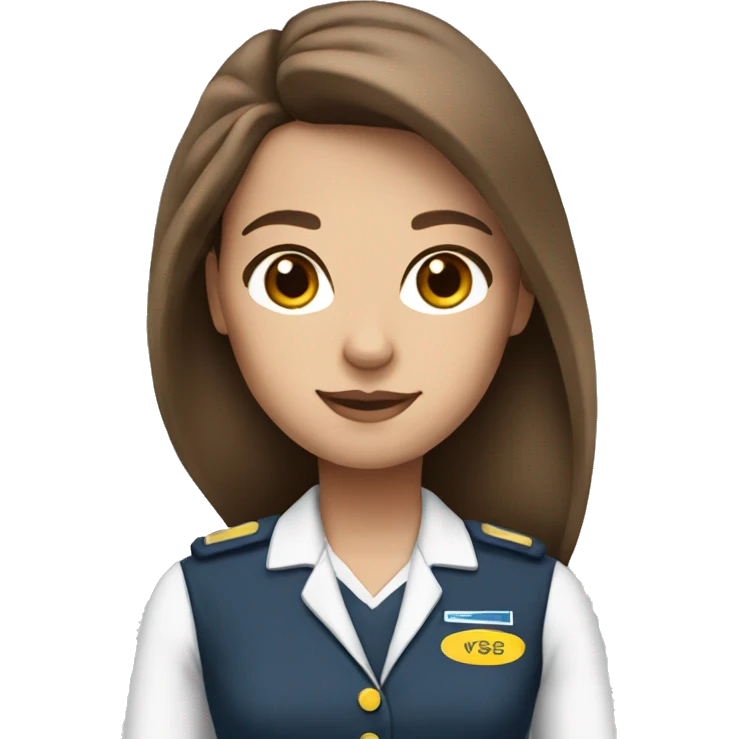 Stewardess with long brown hair and brown eyes  emoji