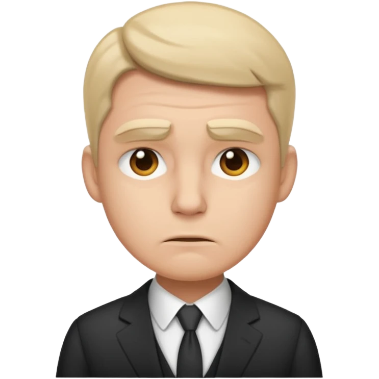 a liittle tired and frustrated entepreneur (only his face). with suit and only a little bit emotional face emoji