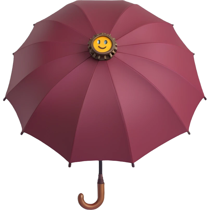 burgundy umbrella with a steampunk design in 3D emoji style emoji