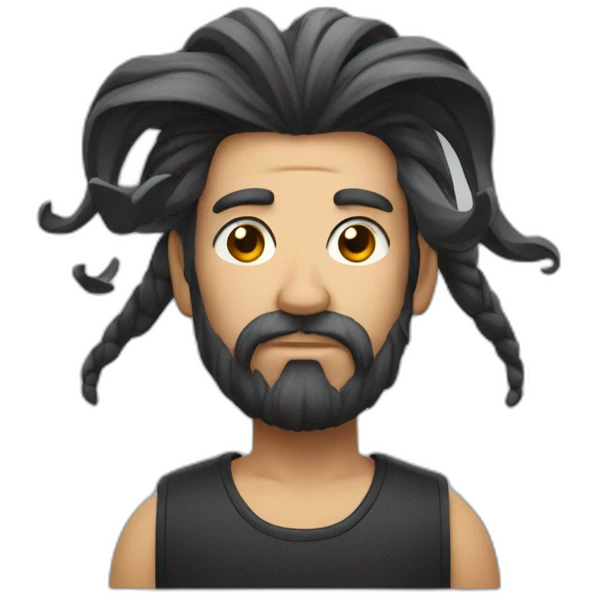 Noir avec des tresses et un bouc emoji