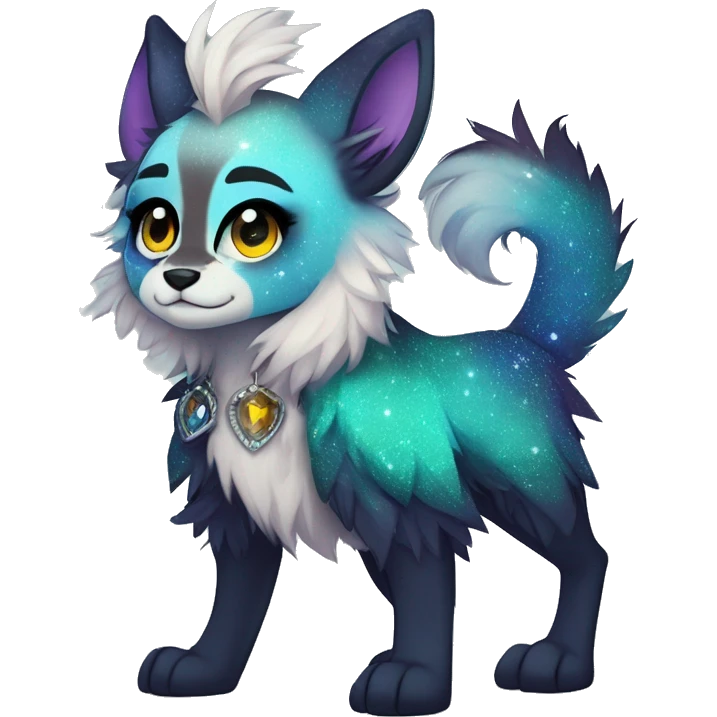 Cool cute Kawaii edgy fantasy animal sparkle fursona Fionbri by griffsnuff & LiLaiRa & Falvie full body emoji