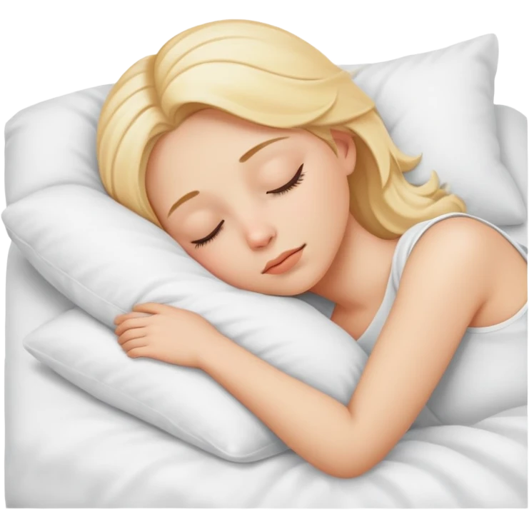 blonde sleeping in white bed emoji