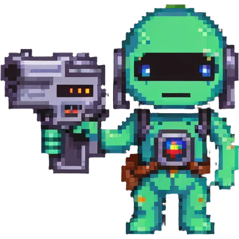 emoji holding a sci-fi blaster emoji