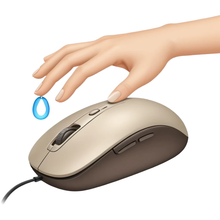 the hand using the mouse emoji