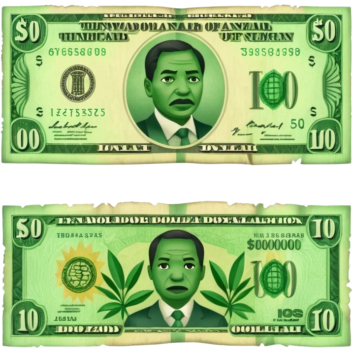 Zimbabwean dollar banknote emoji with green colors and details symbolizing hyperinflation emoji