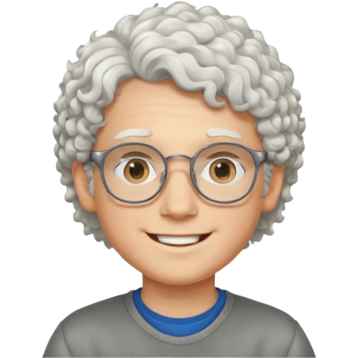 young boy with curly white hair and glasses emoji