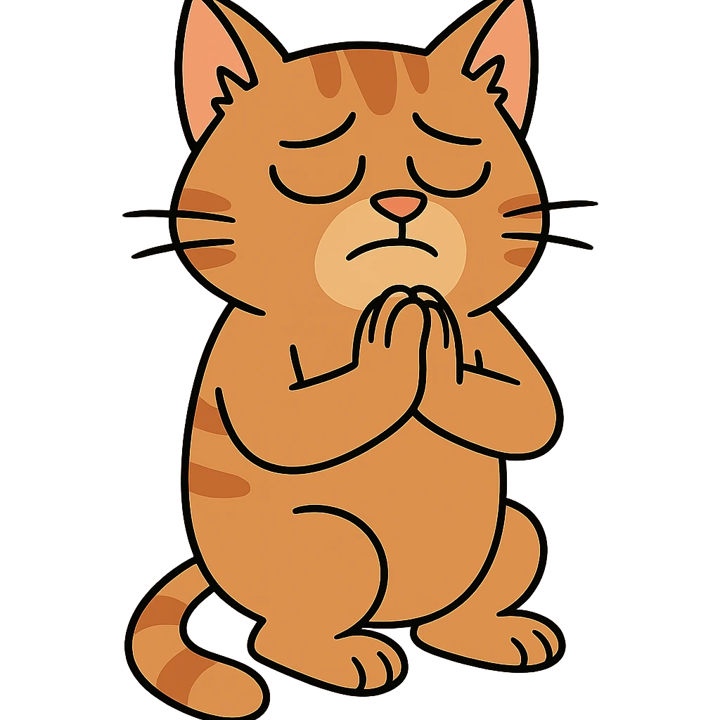 flat toon style cat praying emoji