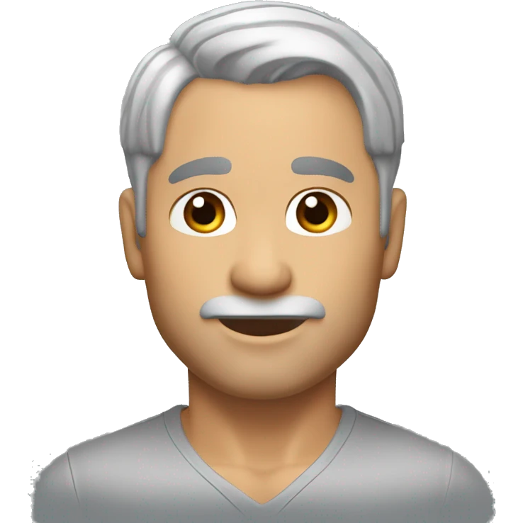 memoji of andrew huberman muscular silver hair, v neck emoji