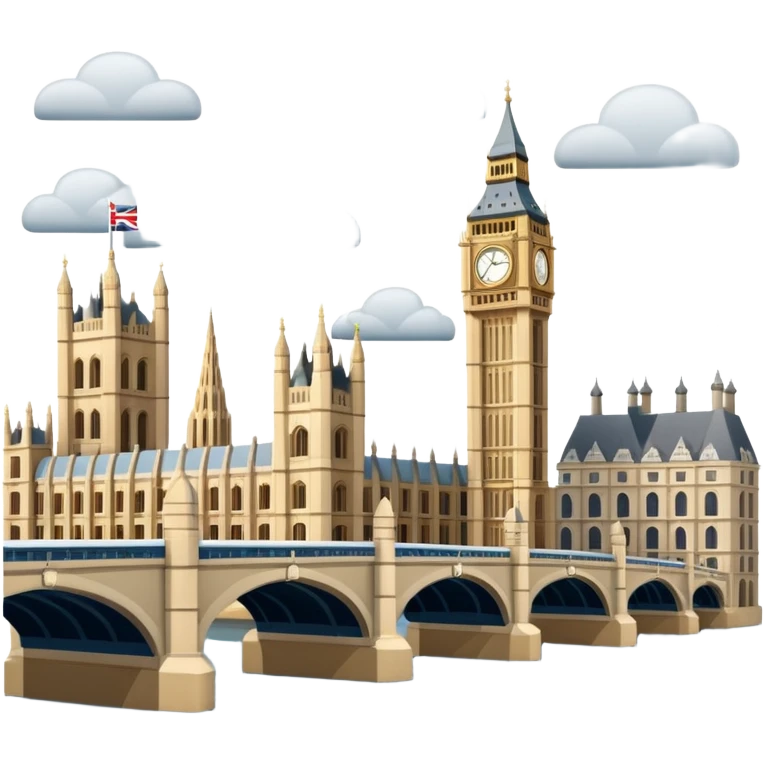 Make a full city of London with the Big Ben in the background and the Tower Bridge over the river  emoji