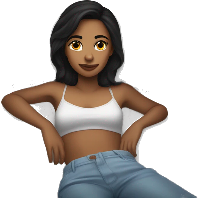 24-year-old black-haired woman lying down because she didn't want to do anything on the weekend morning emoji
