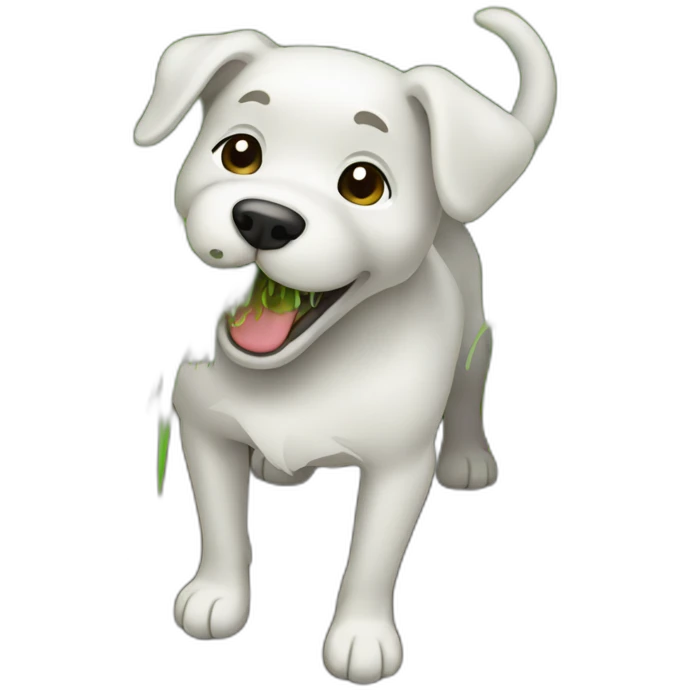 dog eating grass grass coming out of mouth emoji