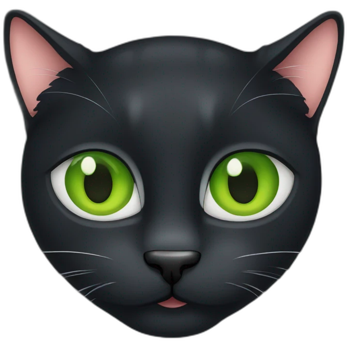 A fat 2 years old black cat with green eyes emoji