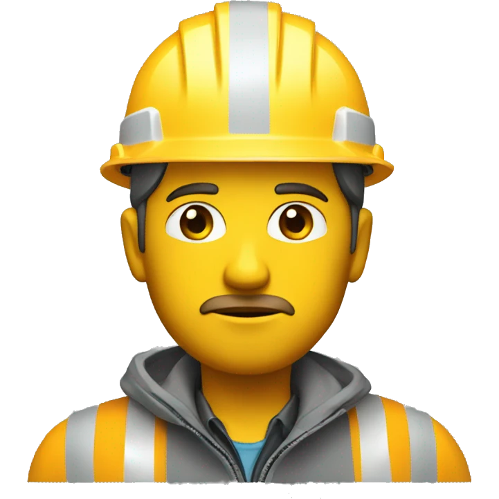 sad engineer wearing a yellow reflectorize jacket and construction hard hat  emoji