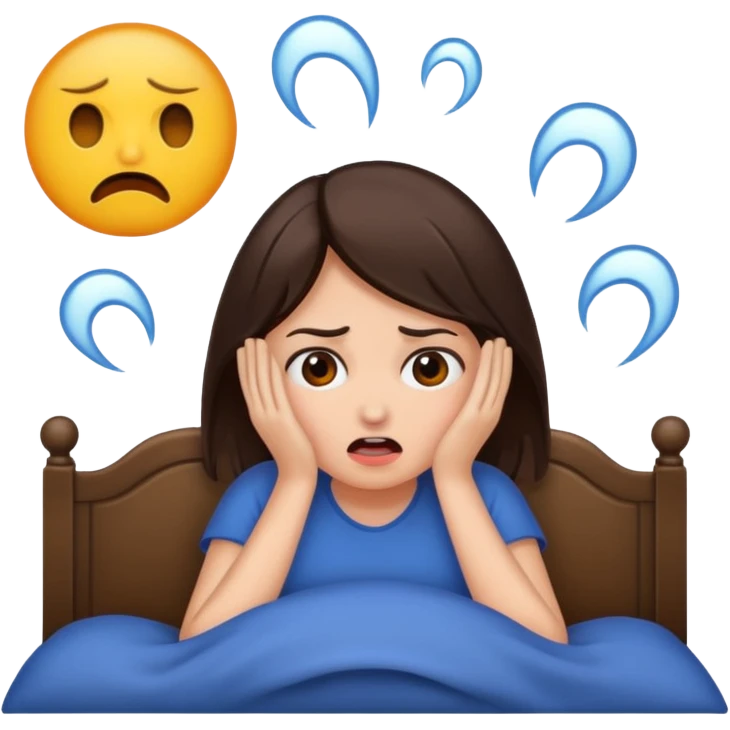brunette woman having nightmare emoji