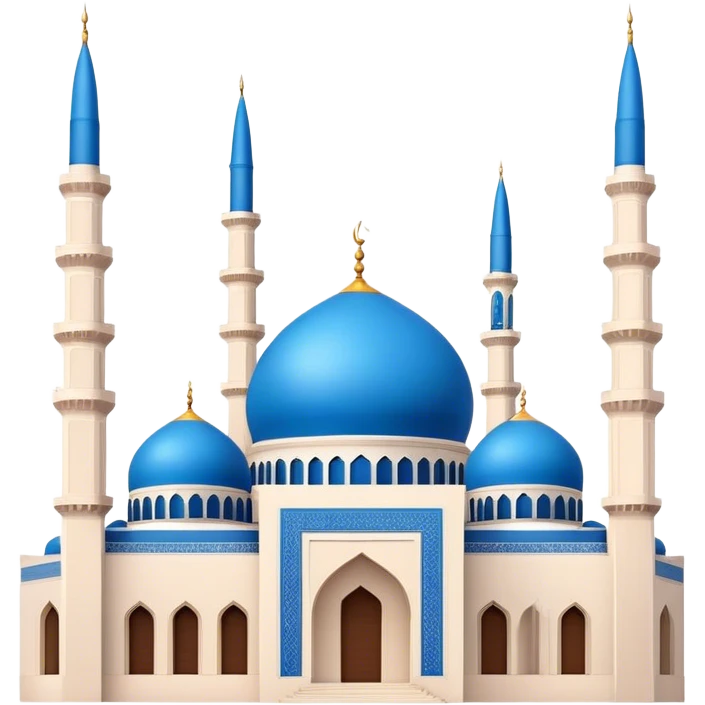 Realistic Mohammad Al-Amin Mosque Landmark Emoji, highlighting its striking blue dome, tall minarets, and elegant Arabic calligraphy. emoji