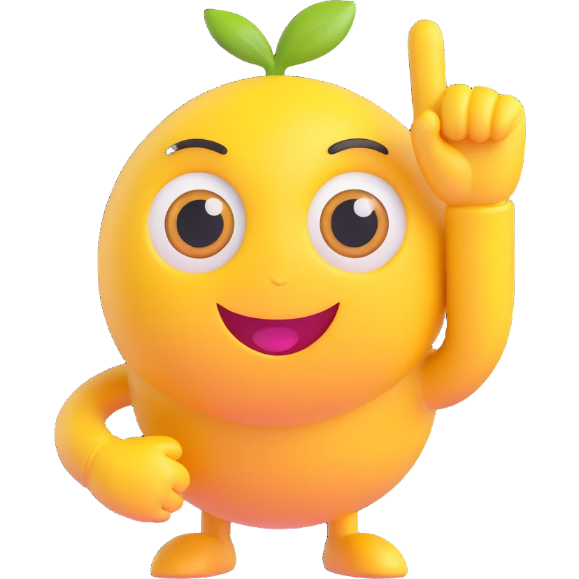 A yellow round emoji character with big eyes and a confident smile, clearly pointing both index fingers at itself. Strong “ME!” expression. Bold cartoon style, isolated on white emoji