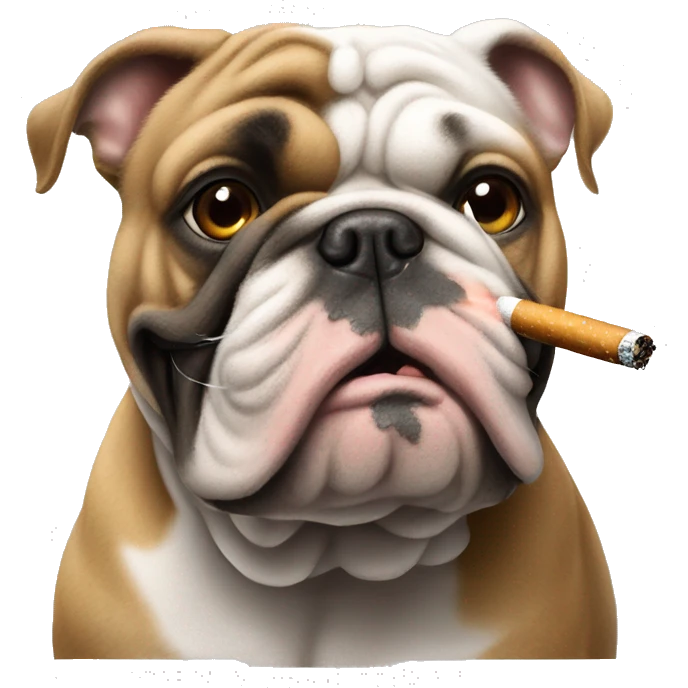 Bulldog smoking a cigarette ￼ emoji