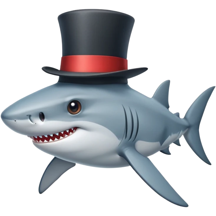 Shark with a top hat emoji