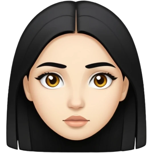 girl with light skin, long straight black hair, choni eyebrows, slanted eyes emoji