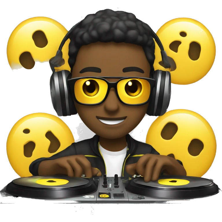 dj mixing with vinyls (yellow skin) emoji