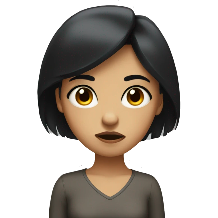 girl with black hair doing a rude and mean side eye  emoji