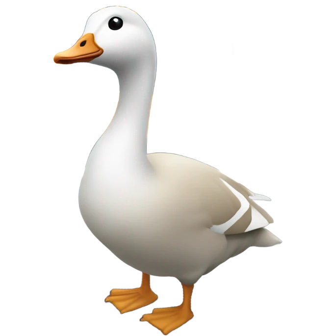 A goose waiting for a bus, with a bus approaching emoji