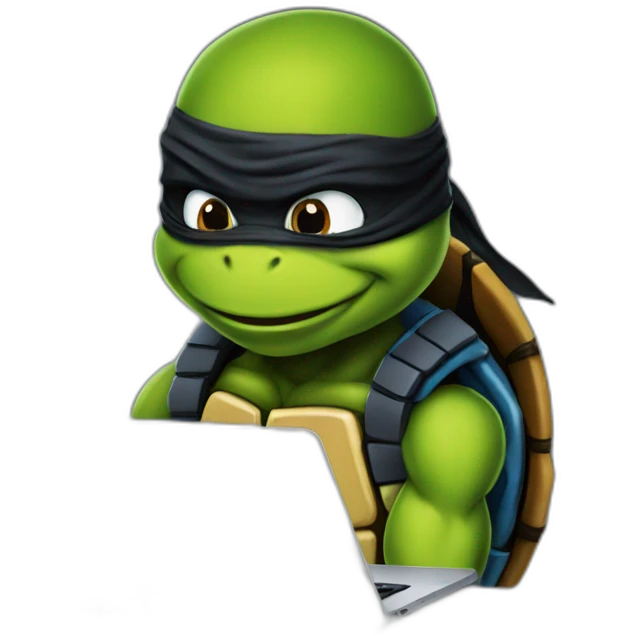 ninja turtles with black laptop apple emoji