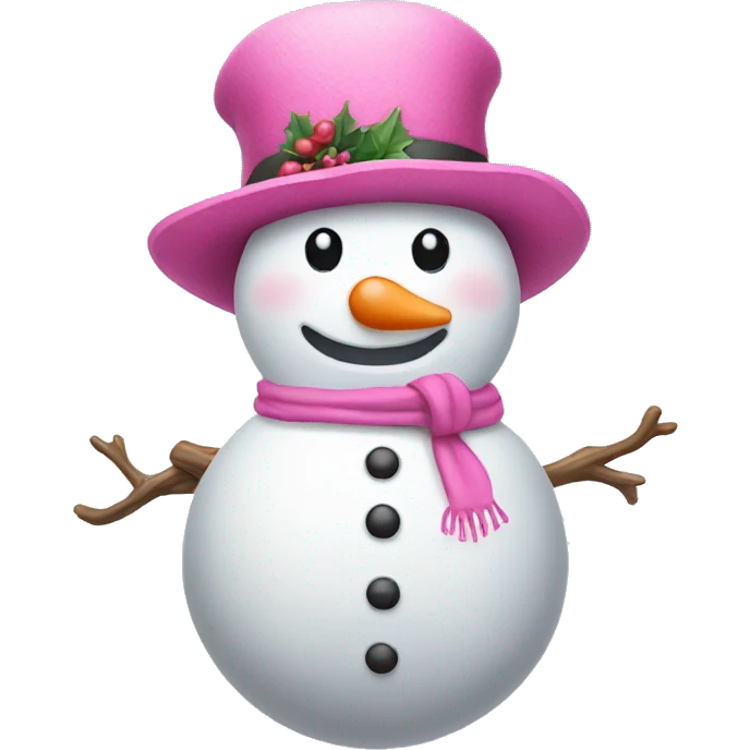 Snowman with a pink hat emoji
