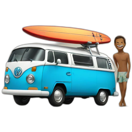 surfer infront of vw bus emoji