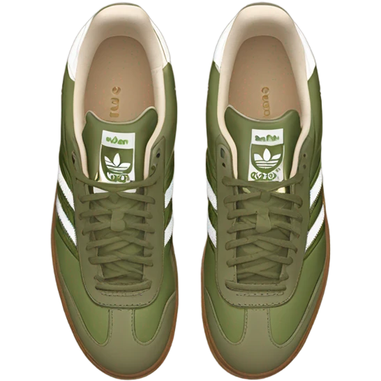 two khaki green adidas samba with a brown flat sole emoji