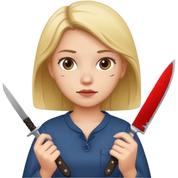 girl holding a knife, simple, expressive emoji