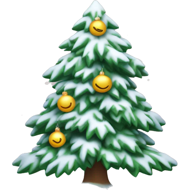 cute christmas tree with snow on the branches emoji