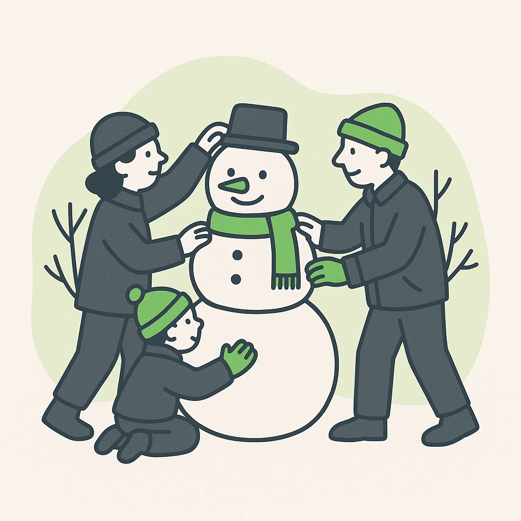 people making a snowman emoji