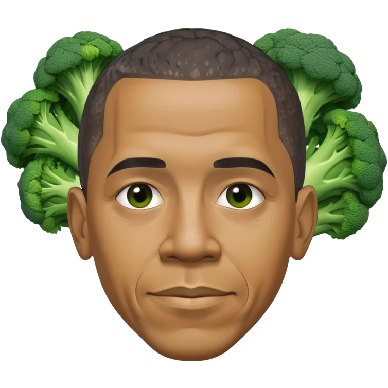 Barack Obama headshot, but he is made of broccoli emoji