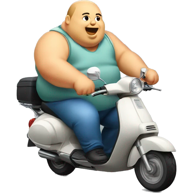 Fat man on a moped with fat flabs hanging down sides  emoji
