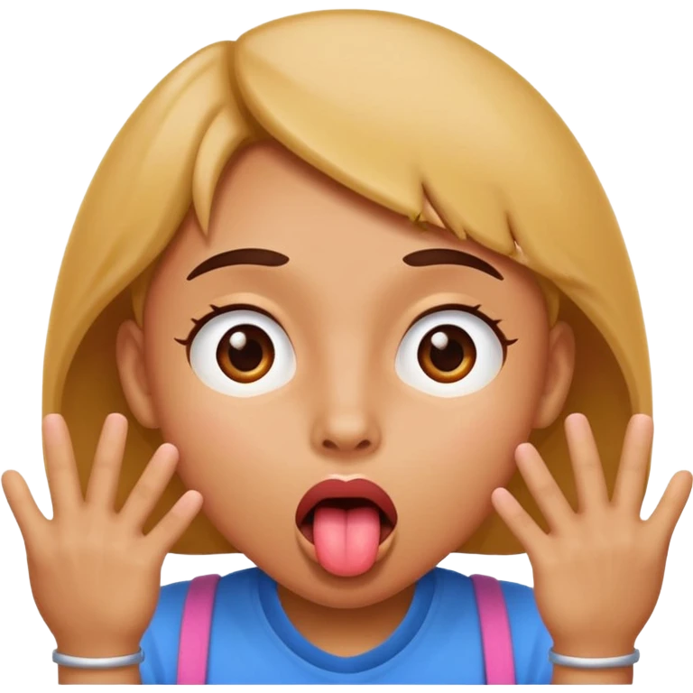 person emoji with tongue out, both hands on cheeks, surprised playful expression emoji