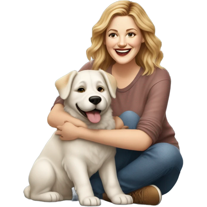 Drew Barrymore With Her Dog Douglas  emoji