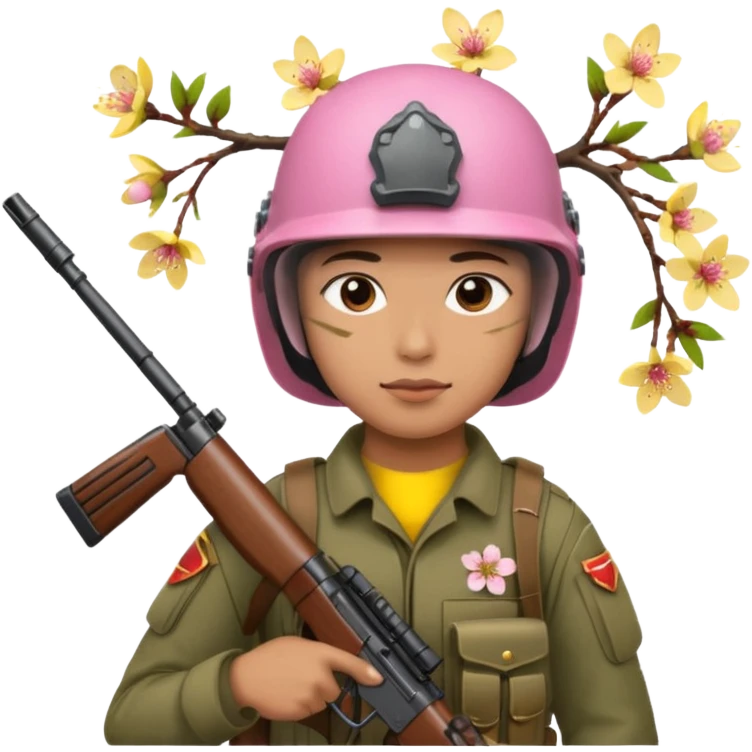 soldier with cherry blossom emoji