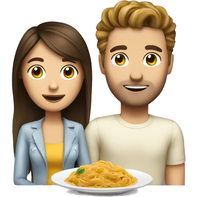 Date night with pasta 2 white people with brunette hair emoji