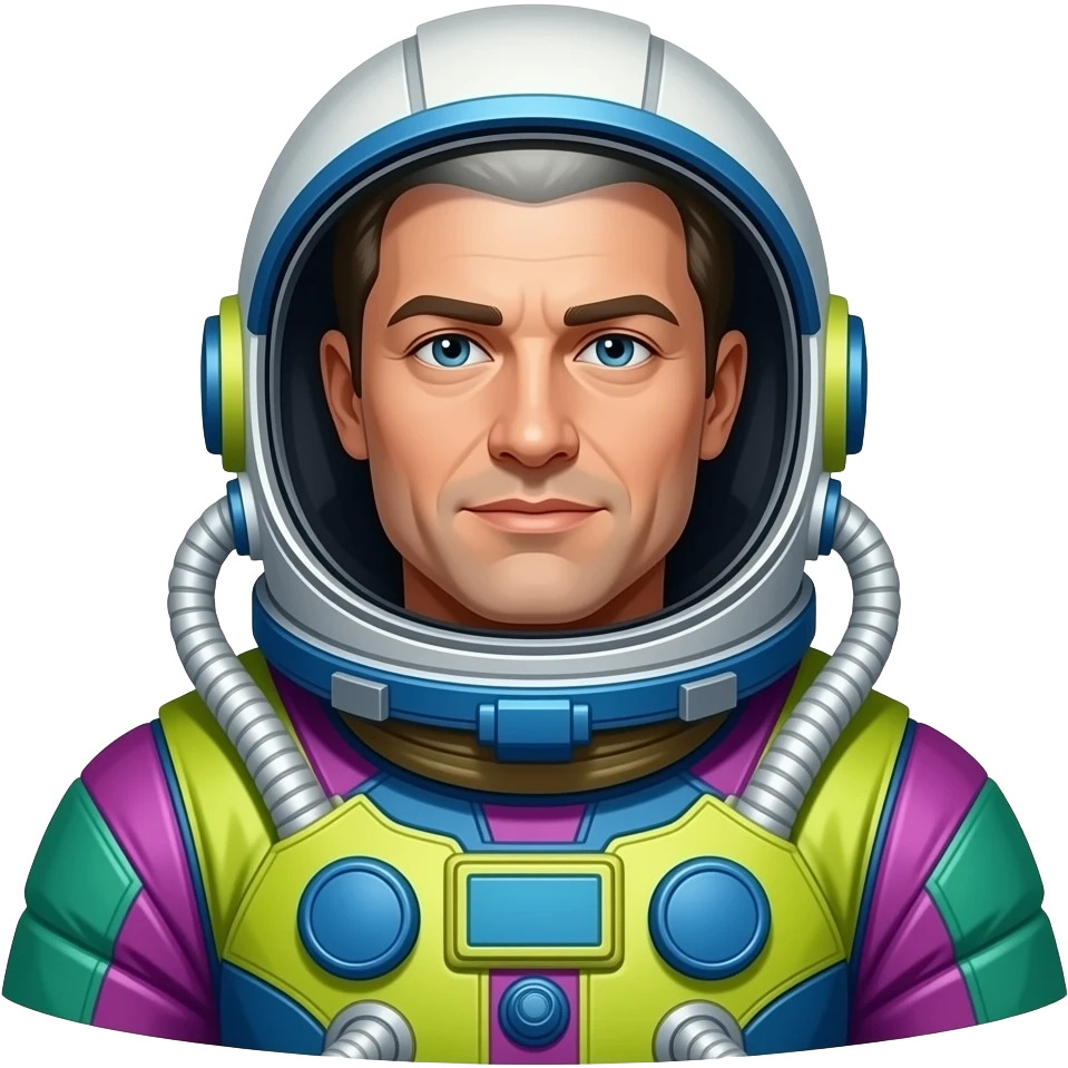 bright multi colour suit  Astronaut  bust size emoji