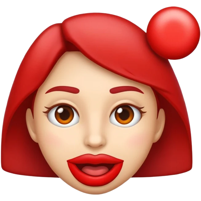 Un emoji de perfil con una coleta alta, una verruga y una nariz y unos labios rojos  emoji