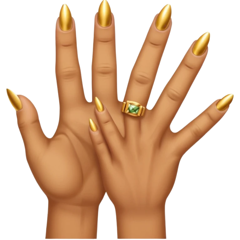 Tan skin hand with short mens gold nails emoji