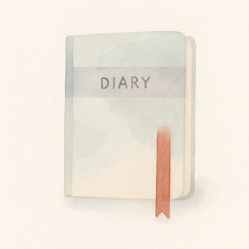 a diary, watercolor art style, soft and artistic emoji