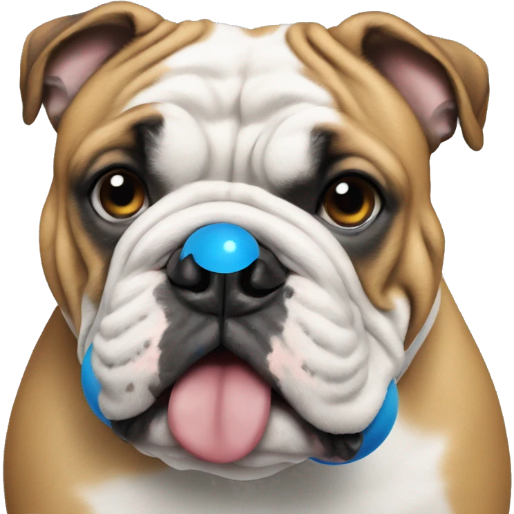 English bulldog with blue ball emoji