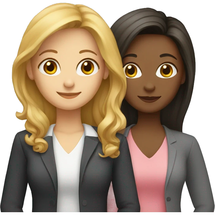 three female teacher friends, two with long hair, one with short hair emoji