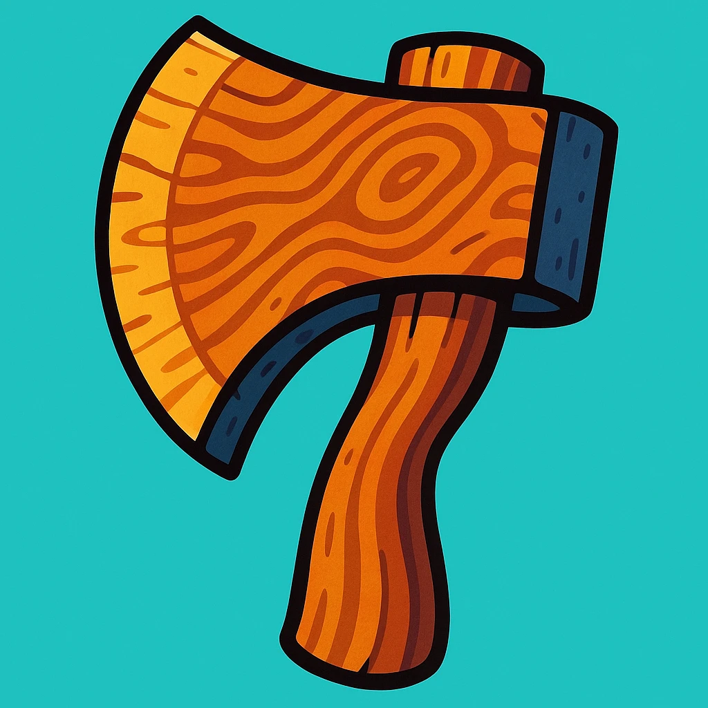 wooden axe head texture in vibrant toon style, cartoon style emoji